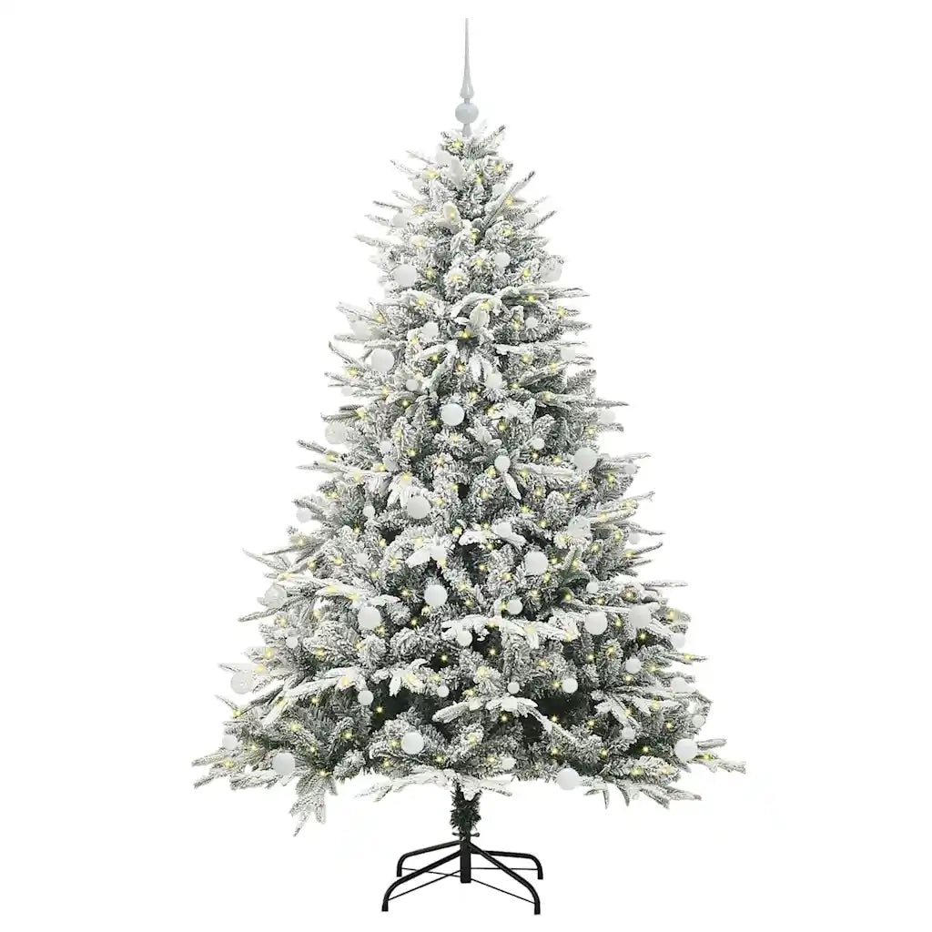 Albero di Natale Artificiale Pre-illuminato con Set di Palline