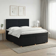 Letto box spring con materasso Nero 140 x 190 cm Tessuto 3453874