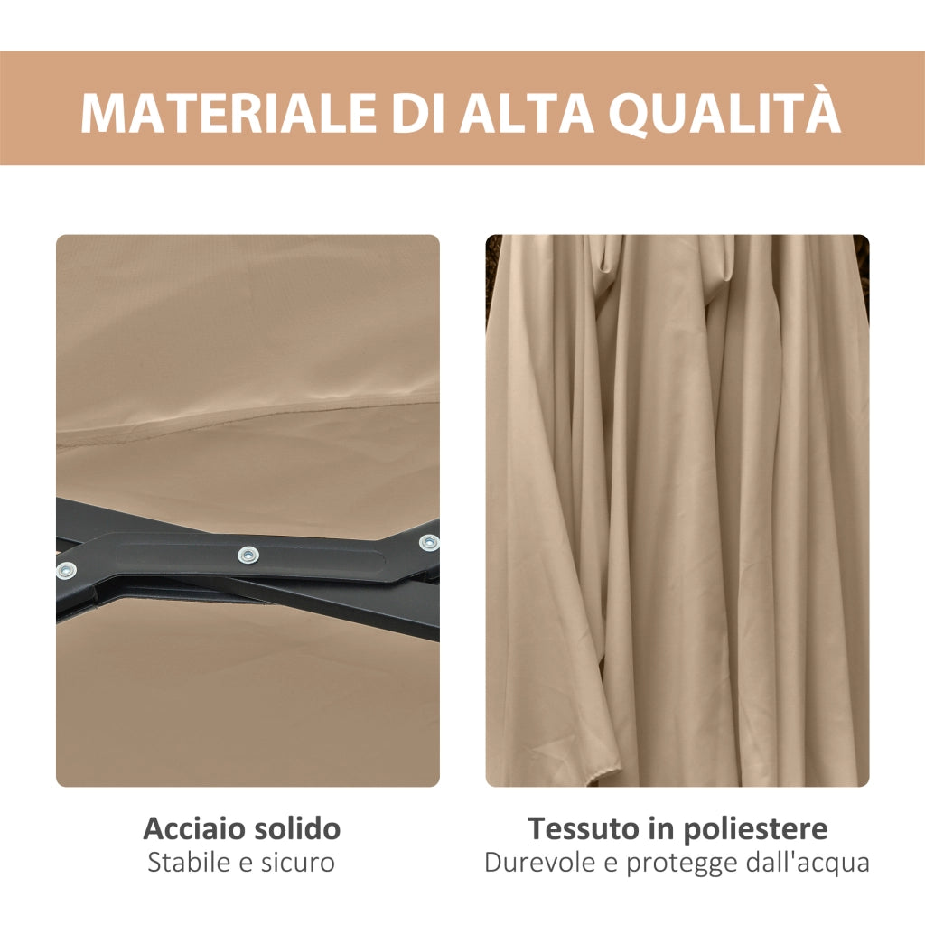 Ombrellone da Giardino Doppio 4.5m con Luci LED ¨C Minimal ¨C Cachi