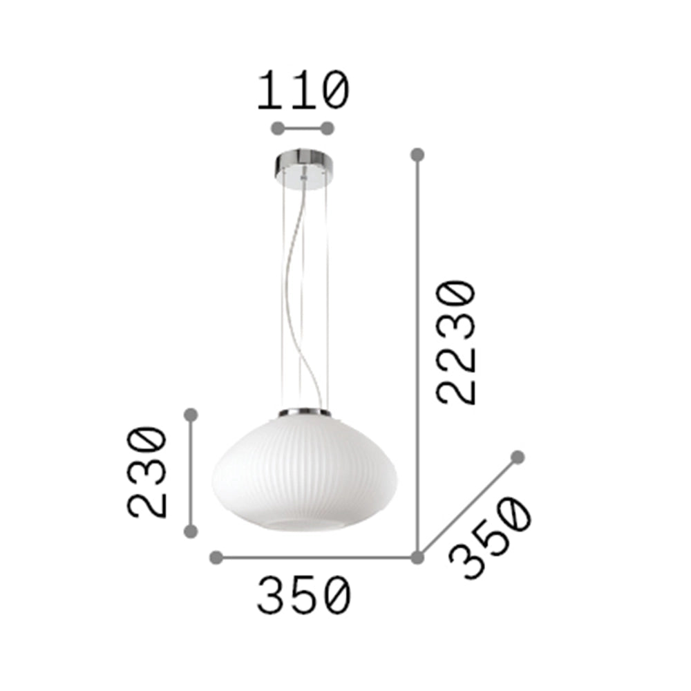 Sospensione Moderna Plisse' Metallo Ottone 1 Luce E27 D35Cm