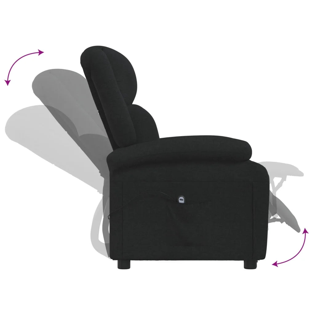 Poltrona Elettrica Reclinabile Nera in Tessuto 3098355