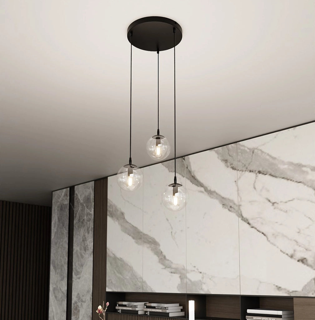 Lampadario Emibig Cosmo 3, 3xE14, nero trasparente Premium