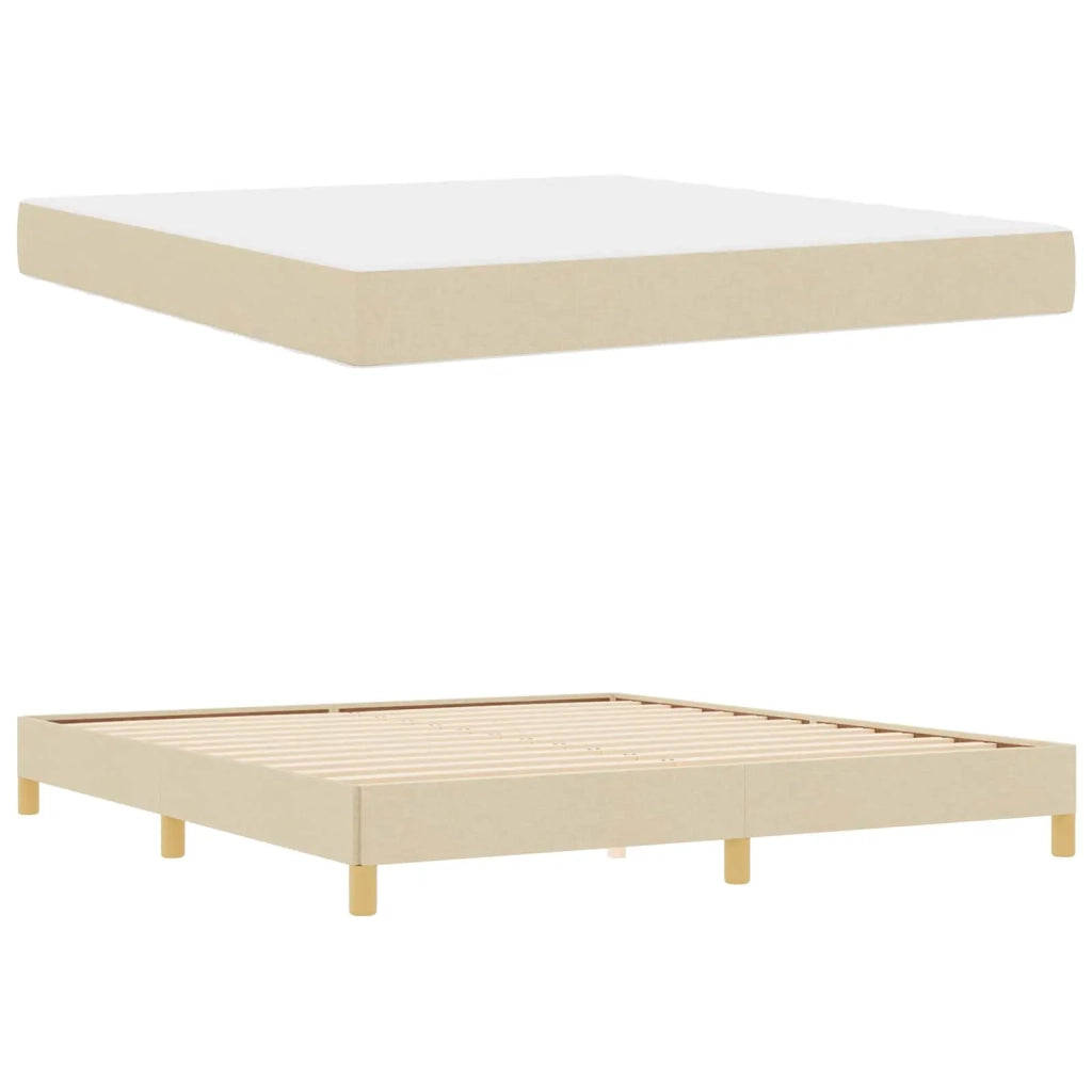 Letto a molle con materasso Crema 180 x 200 cm Tessuto
