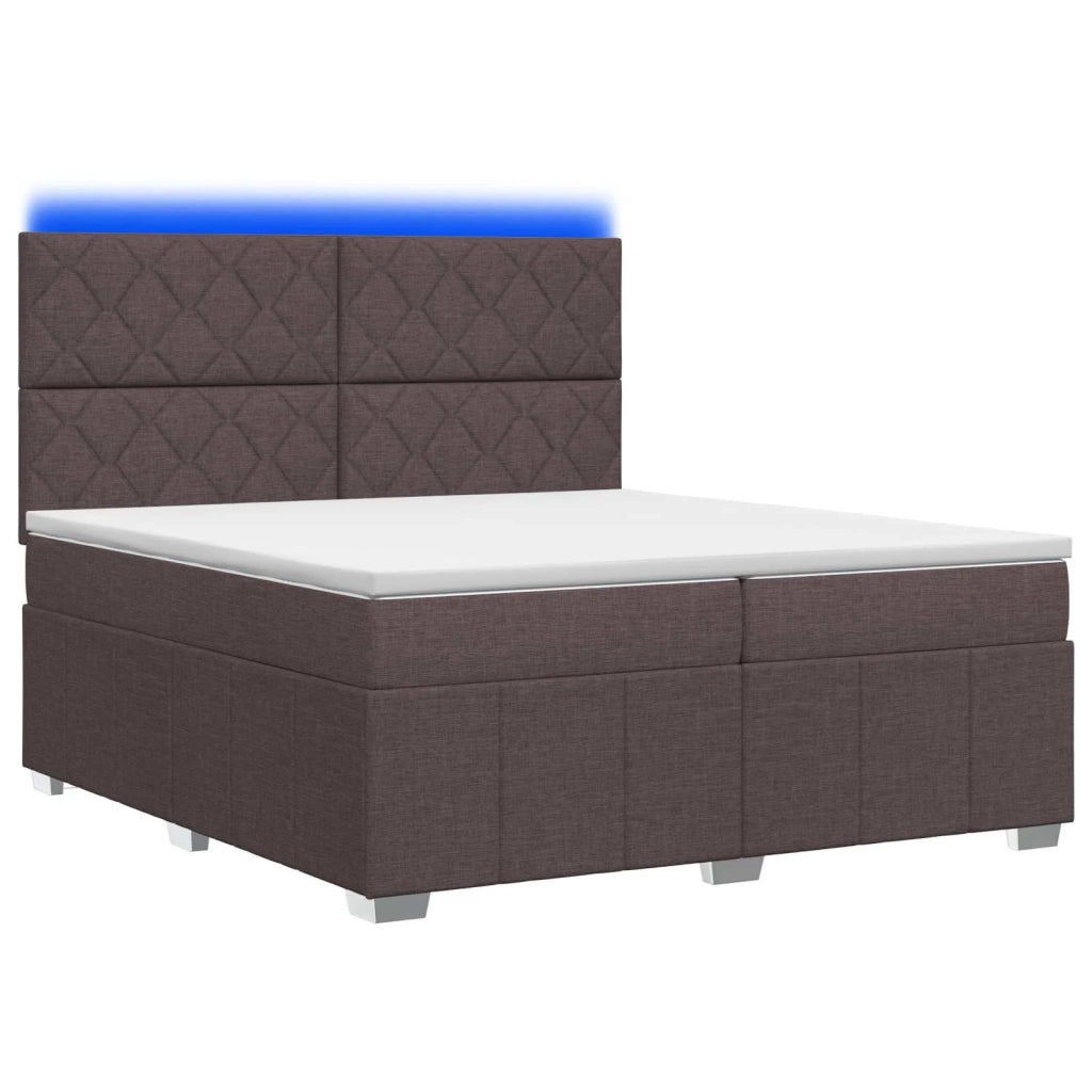 Letto Box Spring LED con Materasso Marrone Scuro 200 x 200 cm 3455692