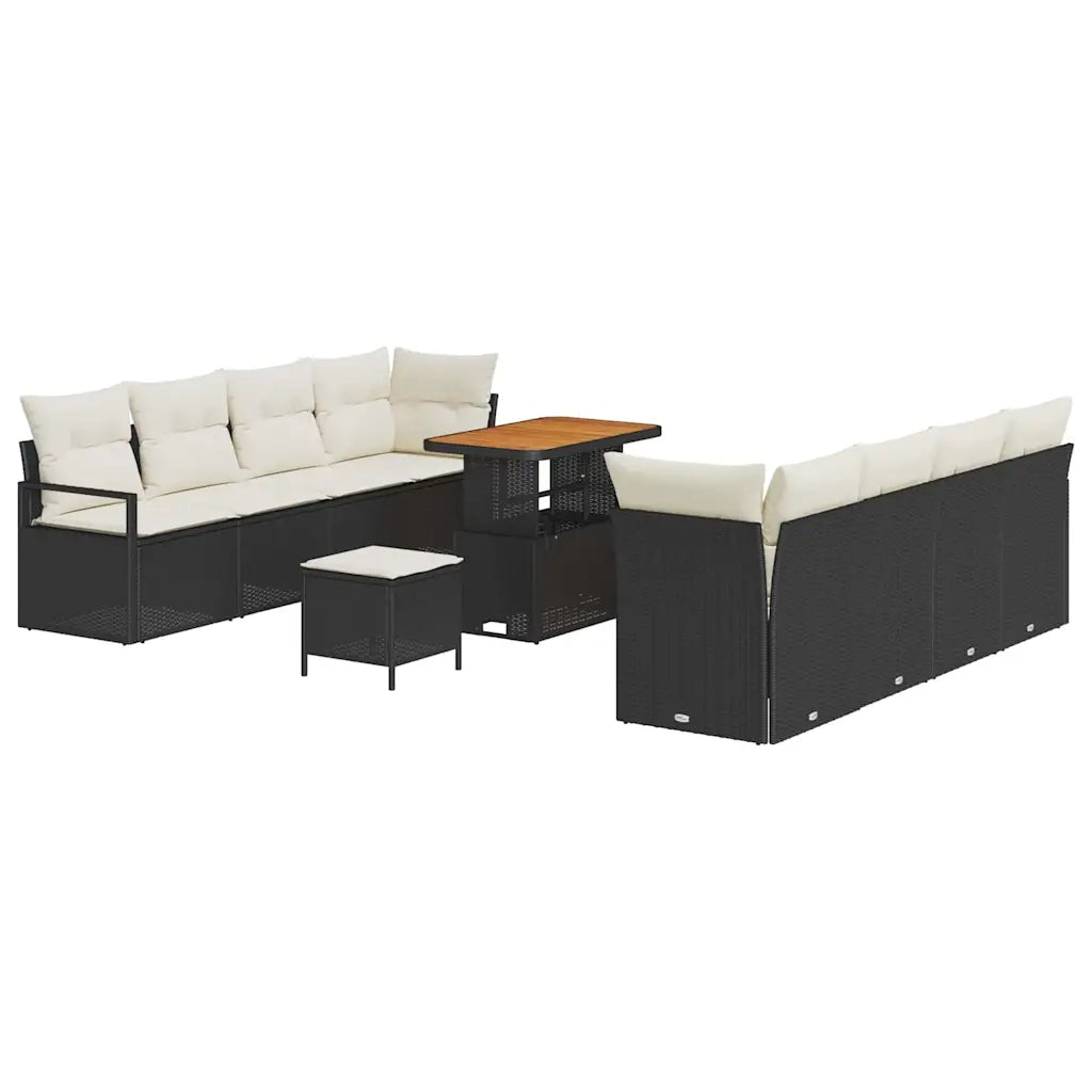 Set Divano da Giardino con cuscino 11 pcs Nero polyrattan 3362500