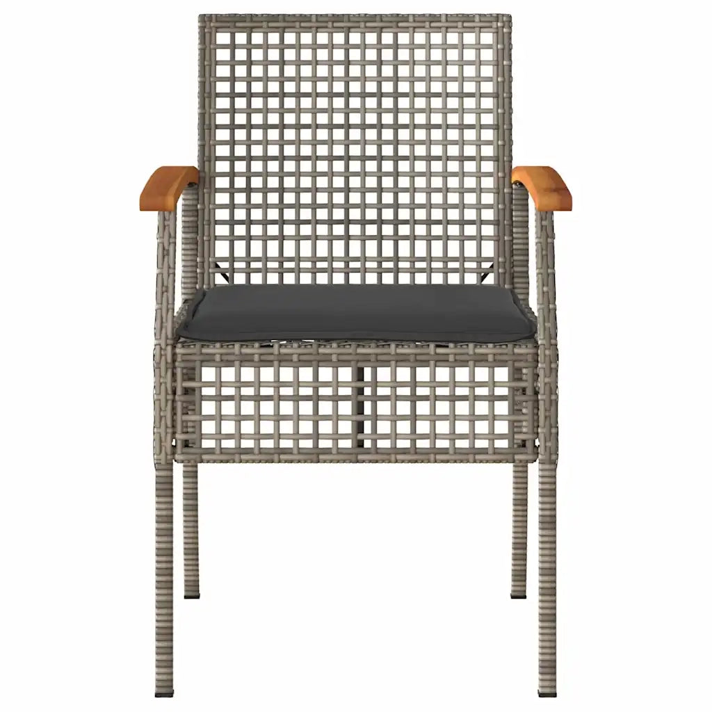 Sedie da Giardino con Cuscini 2pz Grigie in Polyrattan e Acacia 366248