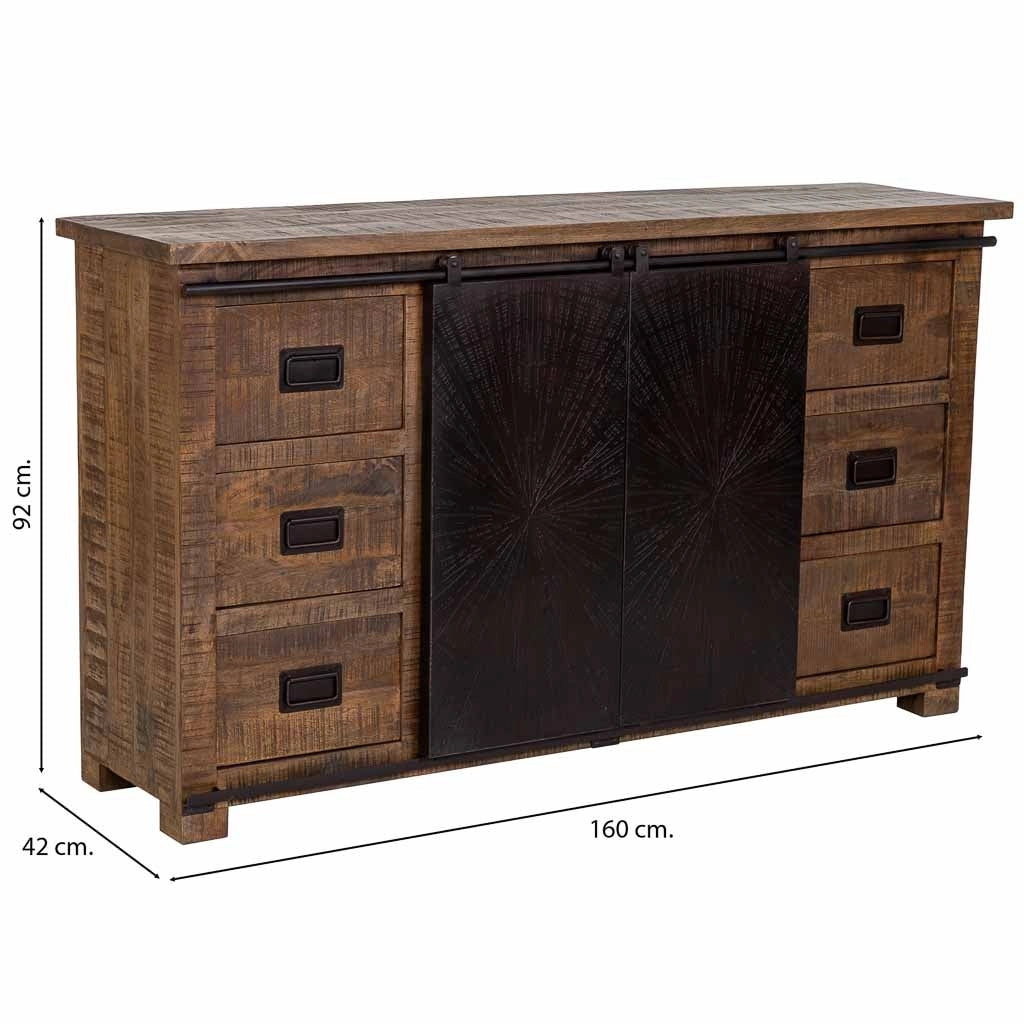 Credenza in legno marrone 160x42x92h cm