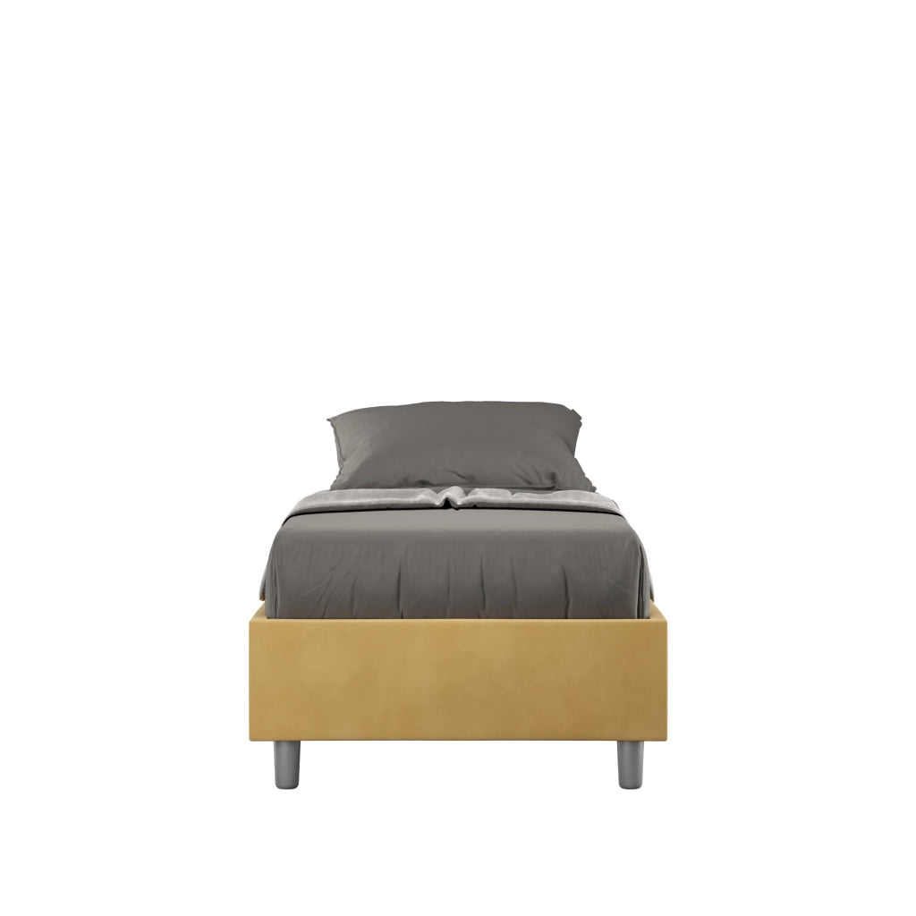 BS COM Letto singolo con rete imbottito 80x200 microfibra ocra