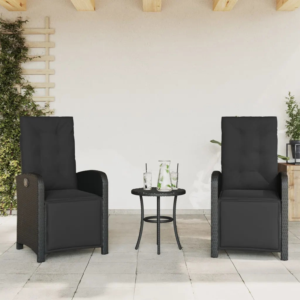 Set da Bistrò 3 pz con Cuscini Nero in Polyrattan 365201