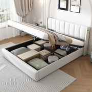 LETTO con contenitore 180x200 cm PU bianco con USB e LED