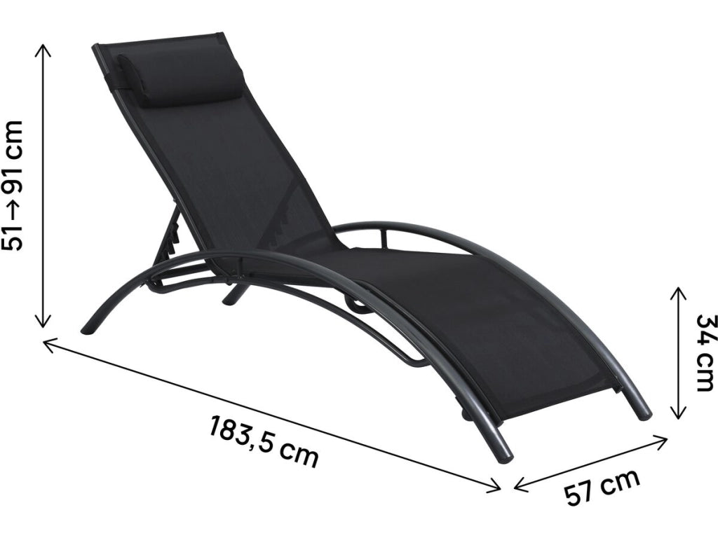 Set di 2 lettini prendisole Beauty "Phoenix" in alluminio Nero