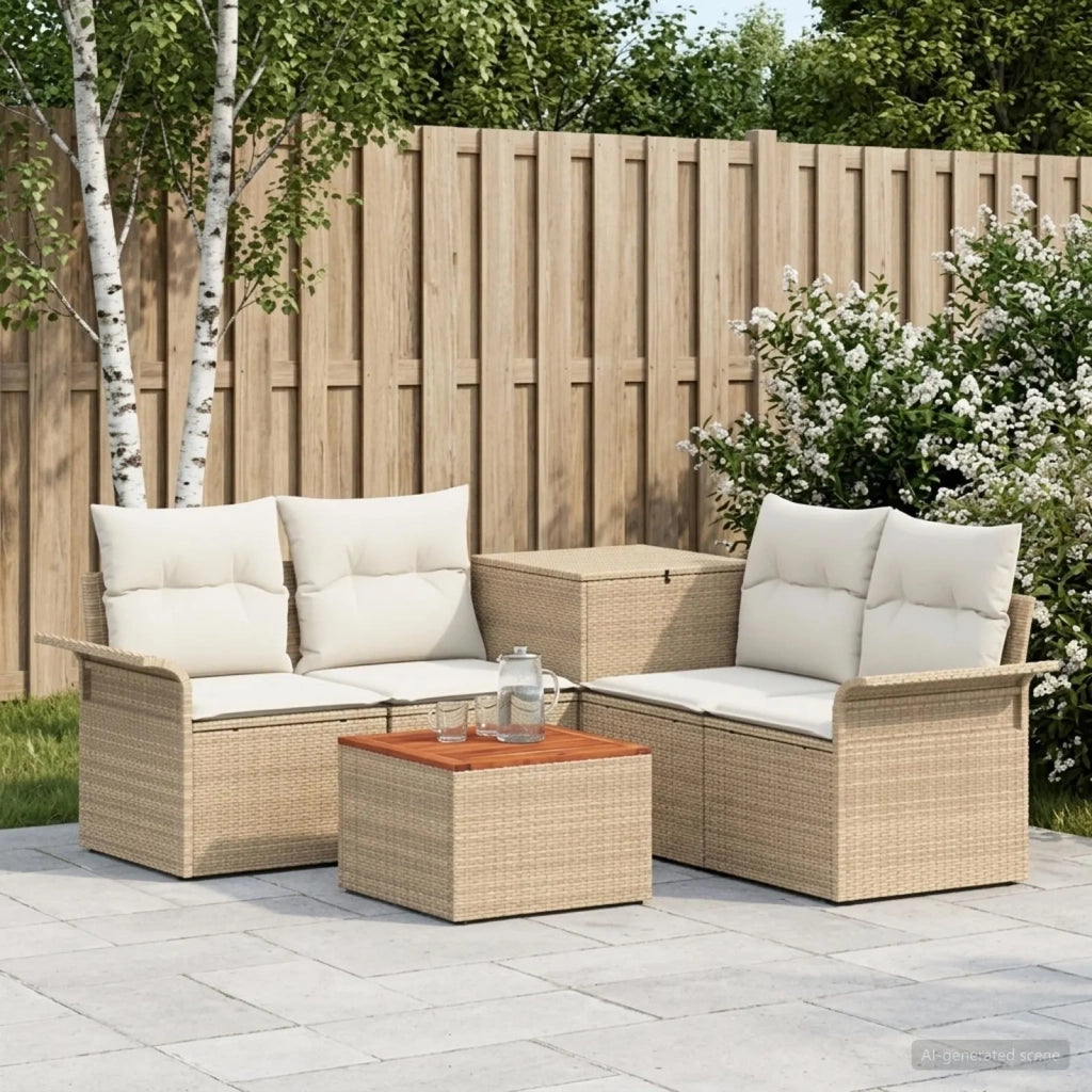 Set di divani 6 pz 4-Numero di posti Beige e Bianco Crema 3447094
