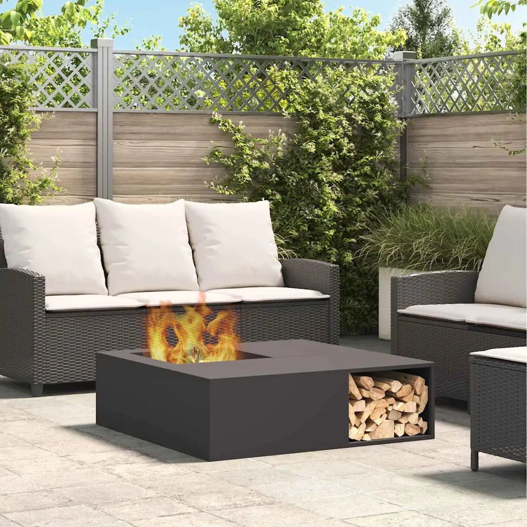 Focolare Nero 100 x 100 x 30 cm Acciaio