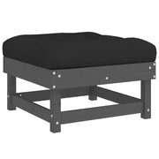 Poggiapiedi da Giardino con Cuscino Legno Massello Pino Grigio CFW3822179