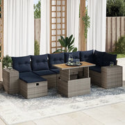 Set Divani Giardino 8 pz con Cuscini Marrone Polyrattan Acacia 3328097