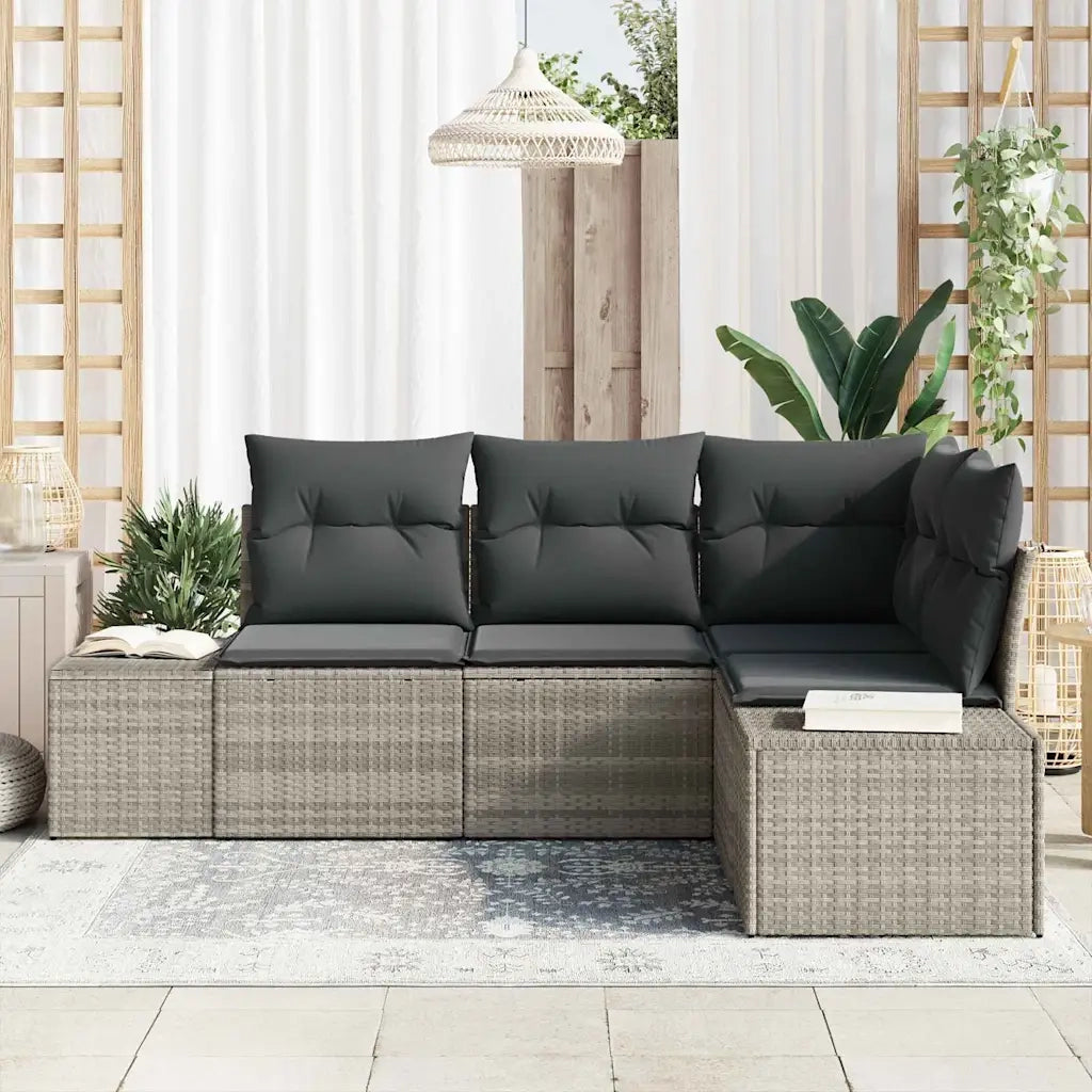 Set Divano da Giardino 4 pcs Grigio chiaro polyrattan 3355711
