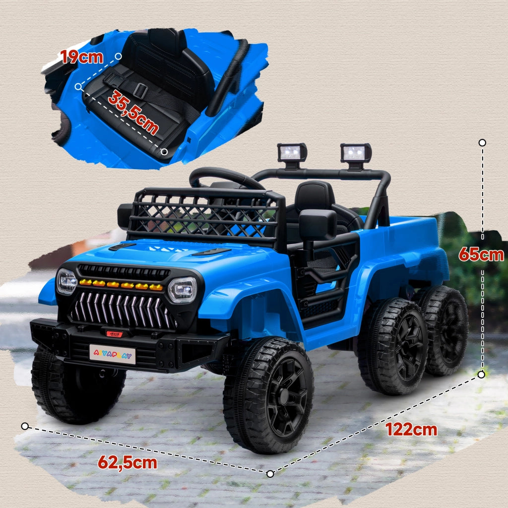 Auto elettrica per bambini con rimorchio e luci LED ¨C zephmum ¨C Blu