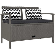 Banca da giardino con contenitore 2 posti ¨C zephmum ¨C 160L rotin PE grigio 112x62x82 cm