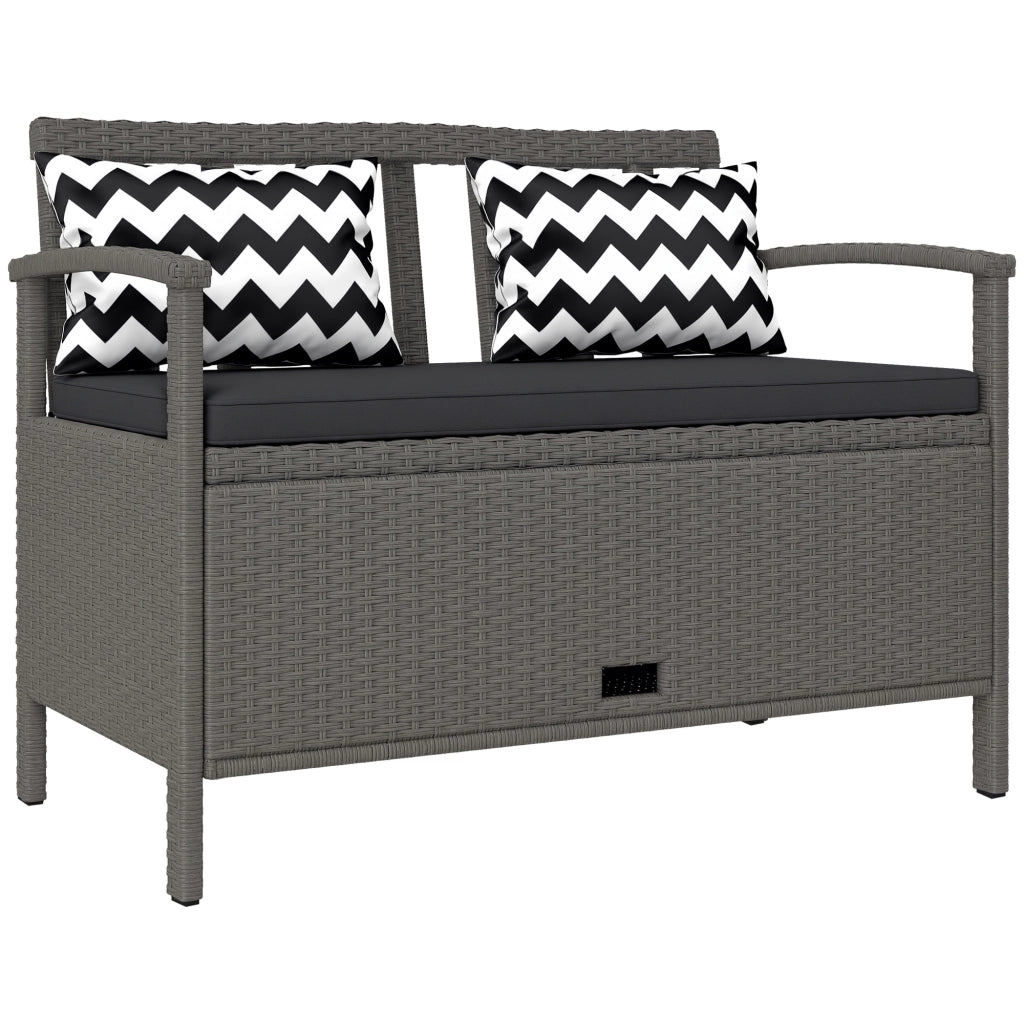 Banca da giardino con contenitore 2 posti ¨C zephmum ¨C 160L rotin PE grigio 112x62x82 cm