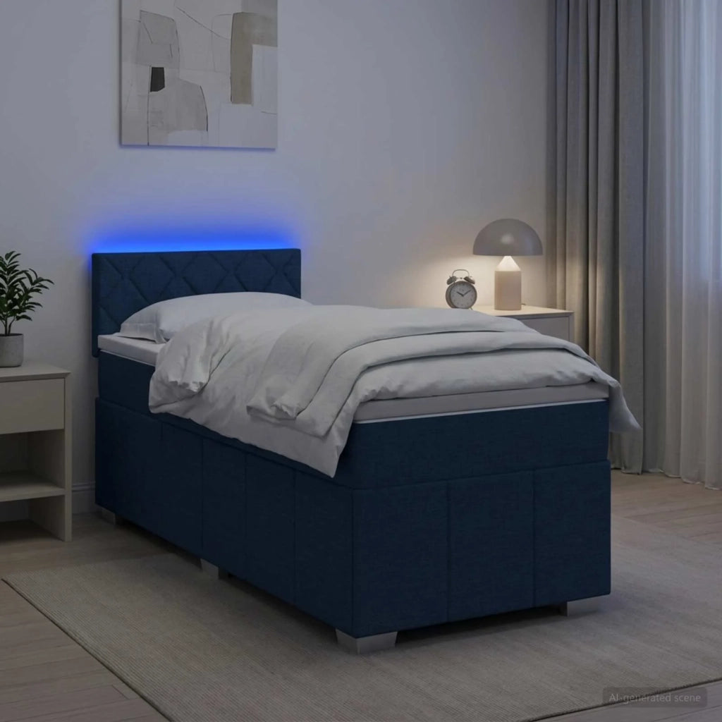Letto box spring con materasso Blu 100 x 200 cm Tessuto 3452620