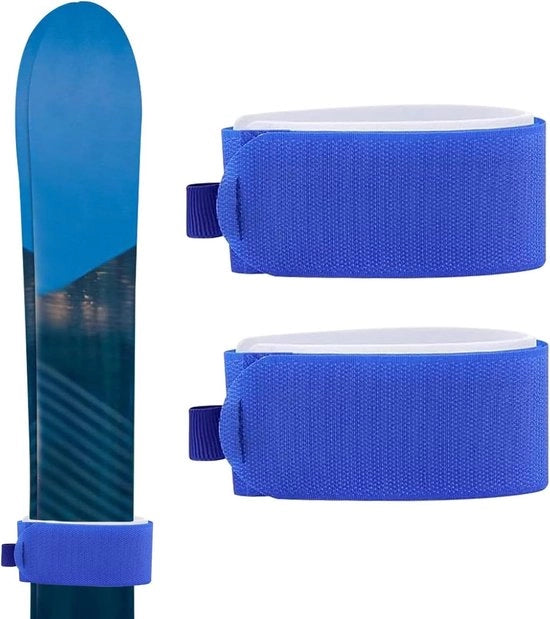 Cinturoni di trasporto sci regolabili a 2 pezzi - Pannelli di protezione antiscivolo con imbottitura EVA - Adatti per il trasporto di sci e snowboard - Blu - Pratici e resistenti