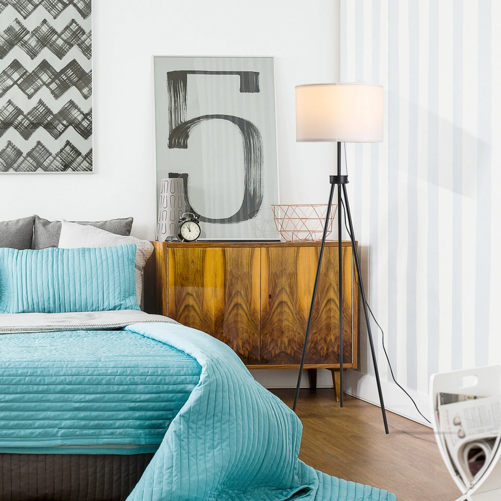 Lampada da terra con paralume in poliestere e cotone ¨C zephmum ¨C Bianco, E27