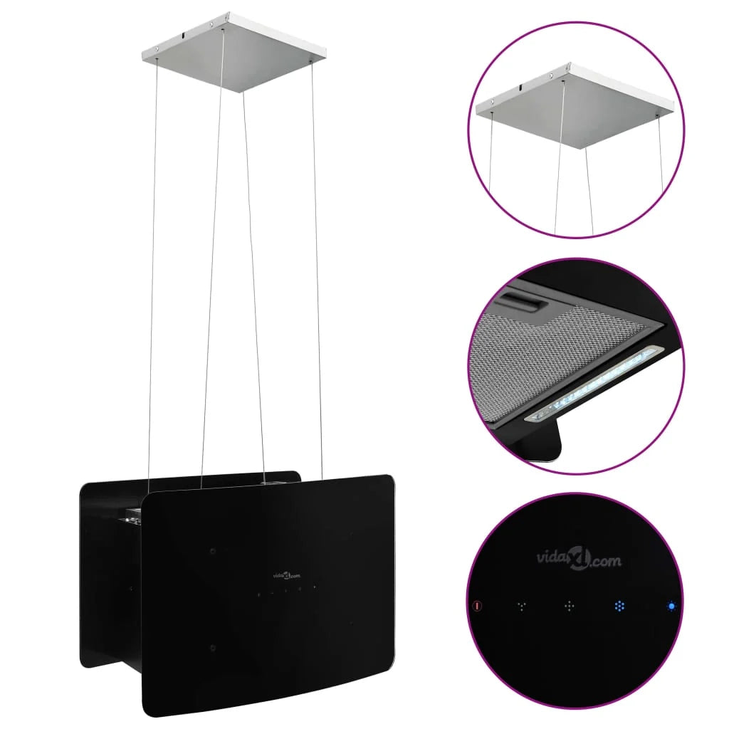 Cappa aspirante sospesa con touchscreen LCD 55 x 37 x (62-137) cm vetro temperato nero 02_0005849