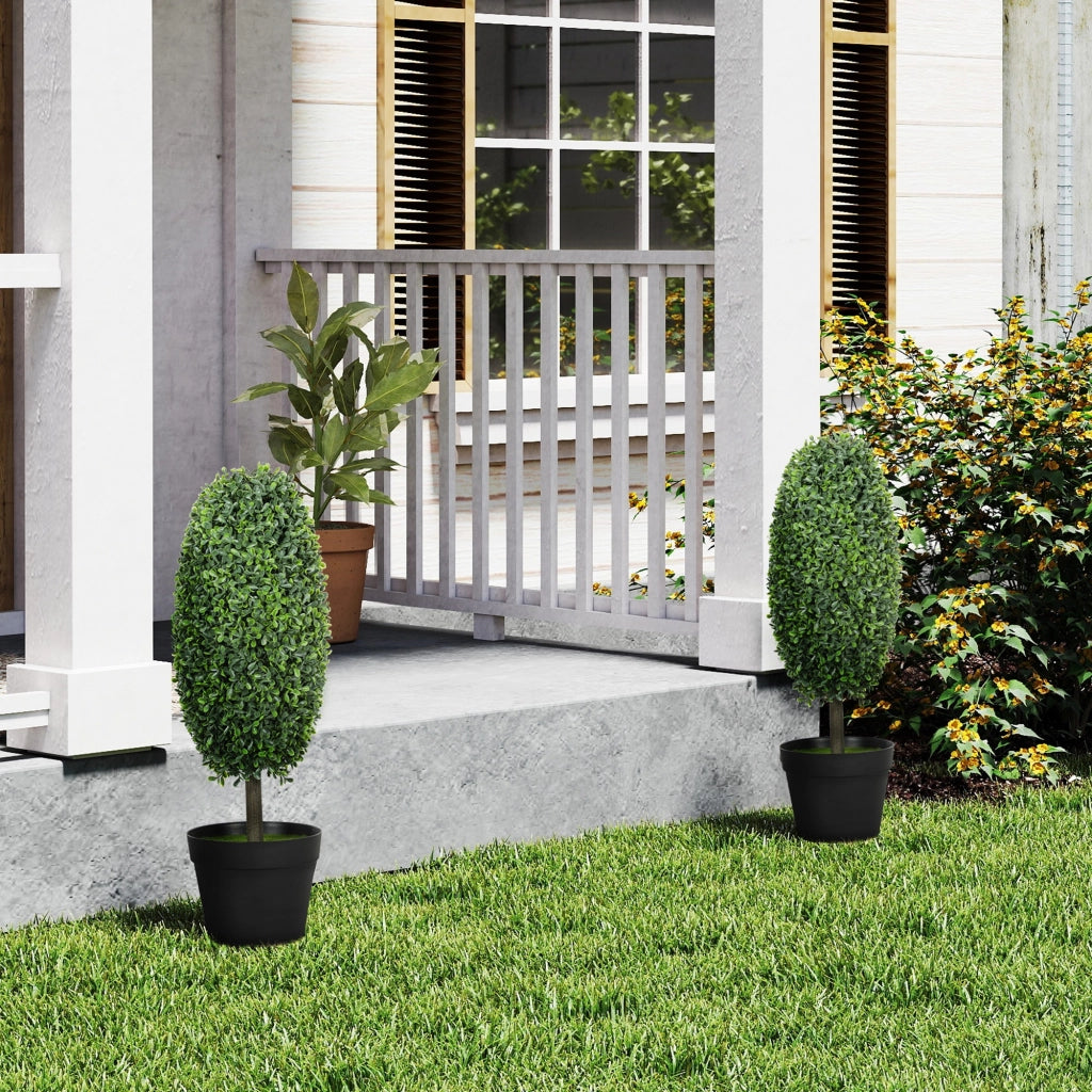 Set 2 Piante Artificiali ¨C Xylo ¨C UV-Resistenti con Vaso Cemento Verde
