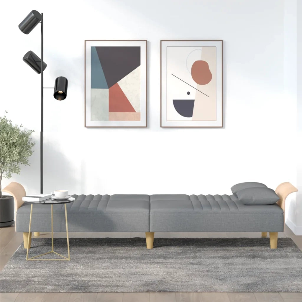 Divano Letto con Braccioli-Sofa Letto-Daybed Grigio Chiaro in Tessuto
