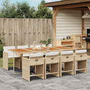 Set da Pranzo da Giardino 9 pz con Cuscini Beige in Polyrattan 3211108