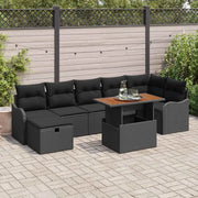 Set Divano da Giardino con archiviazione 8 pcs Nero Poly Rattan 3361282