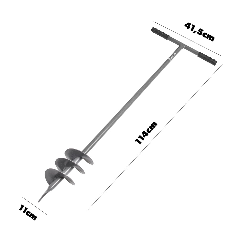 Trivella manuale KADAX per terreno, trapano per terreno da 11 cm (110 mm), foro robusto