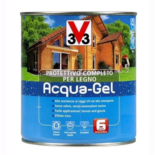 V33 Protettivo Completo Legno Acqua-Gel Colore Castagno Chiaro 750 ML
