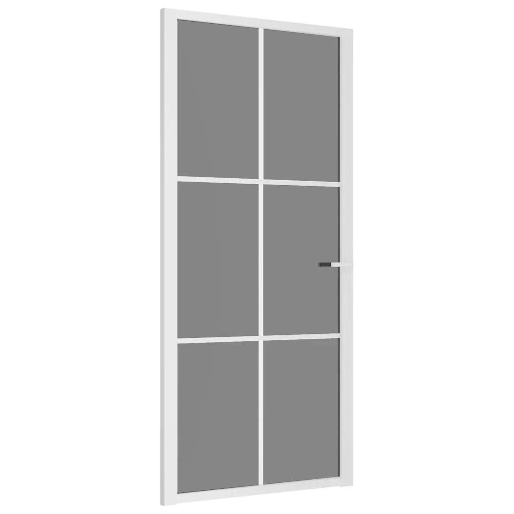 Porta Interna 93x201,5 cm Bianca in Vetro ESG e Alluminio 350590