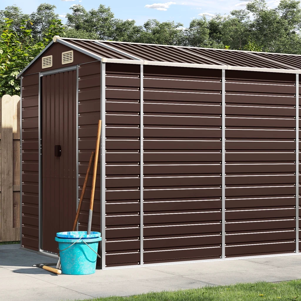 Casetta da giardino marrone 191x470x198 cm in acciaio zincato 3188268