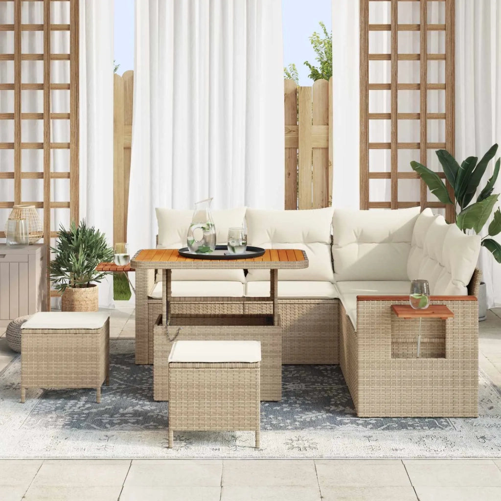 Set Divano da Giardino 8 pcs Beige polyrattan 3363046
