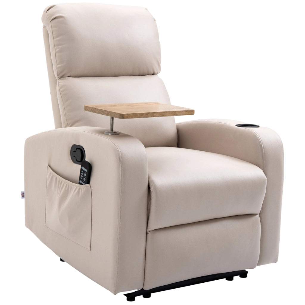Poltrona relax e massaggio reclinabile con braccioli ¨C Minimal ¨C Tessuto microfibra beige