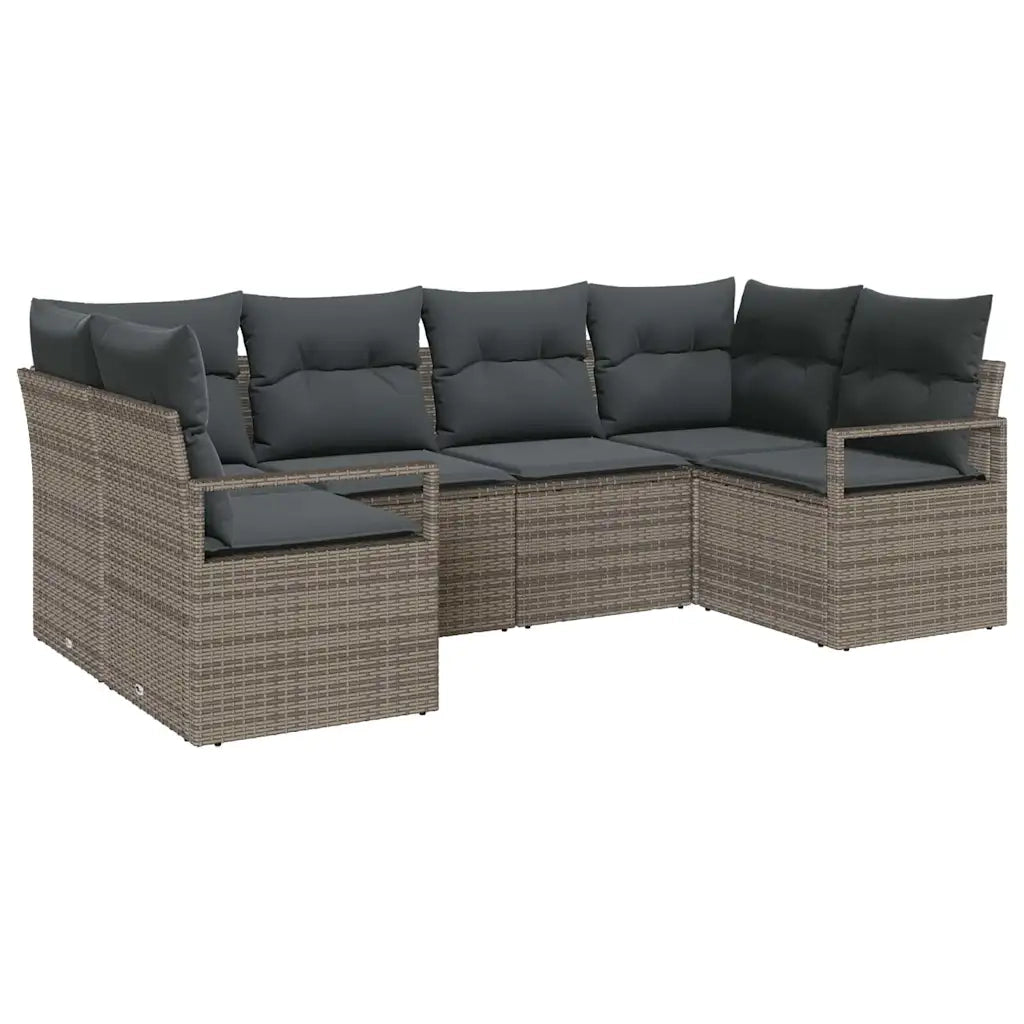 Set di divani con cuscino 6 pcs Grigio polyrattan
