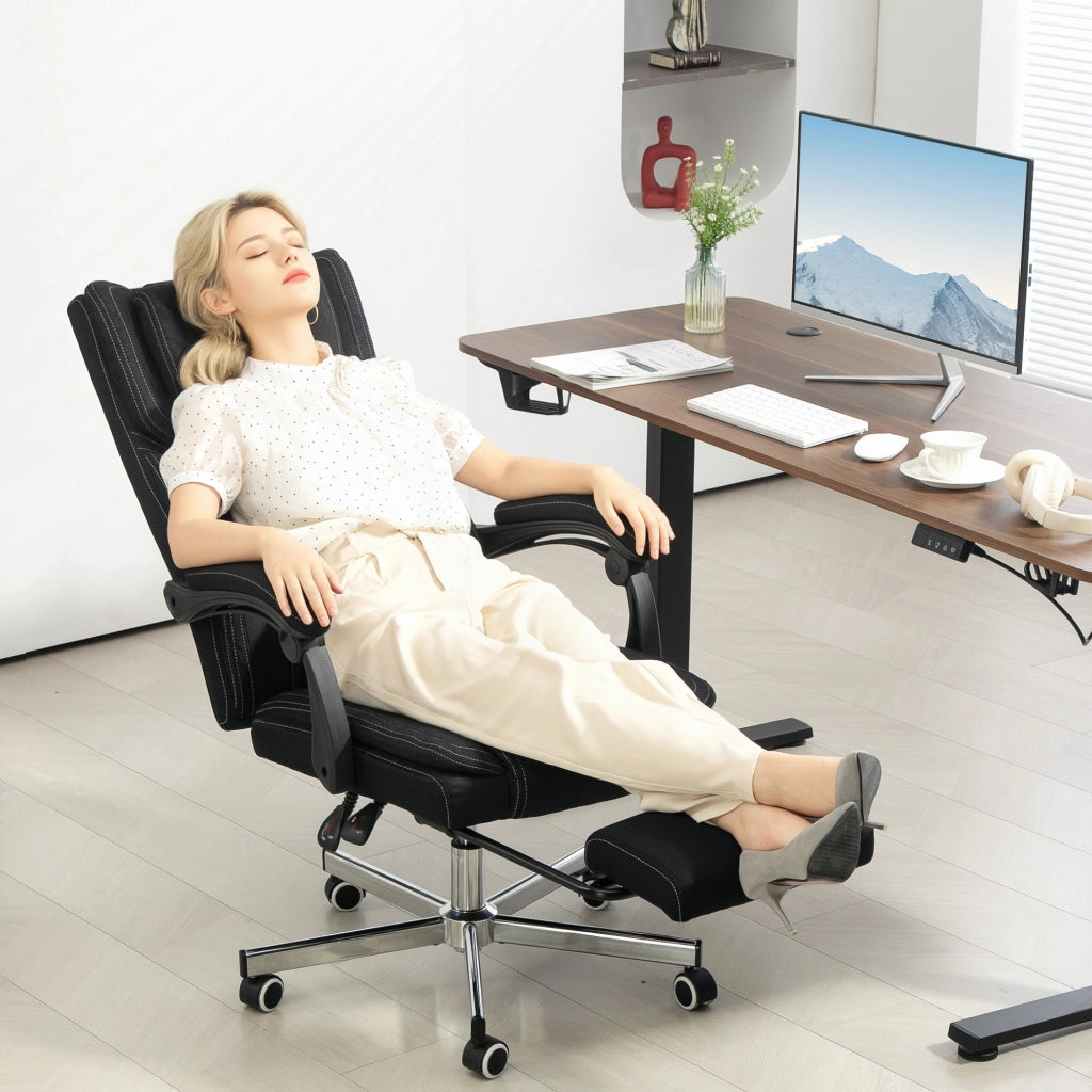 Sedia da ufficio girevole con schienale reclinabile e altezza regolabile ¨C zephmum ¨C 65x61x105-113 cm nero