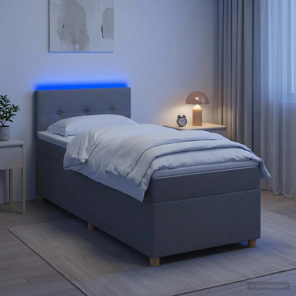 Letto box spring con materasso Grigio Chiaro 80 x 200 cm 3452289