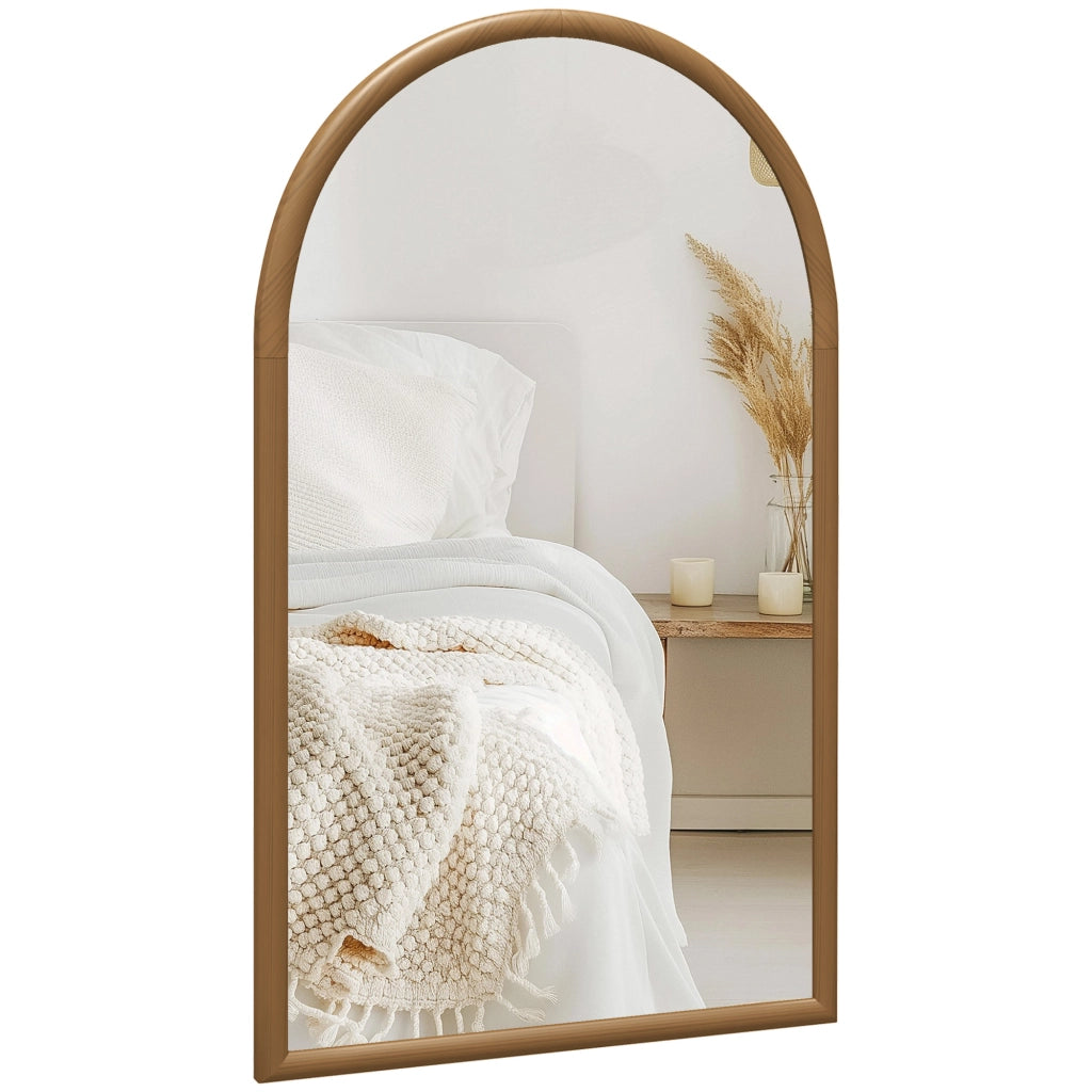 Specchio da parete arco ¨C Minimal ¨C 110x65 cm, legno, marrone scuro