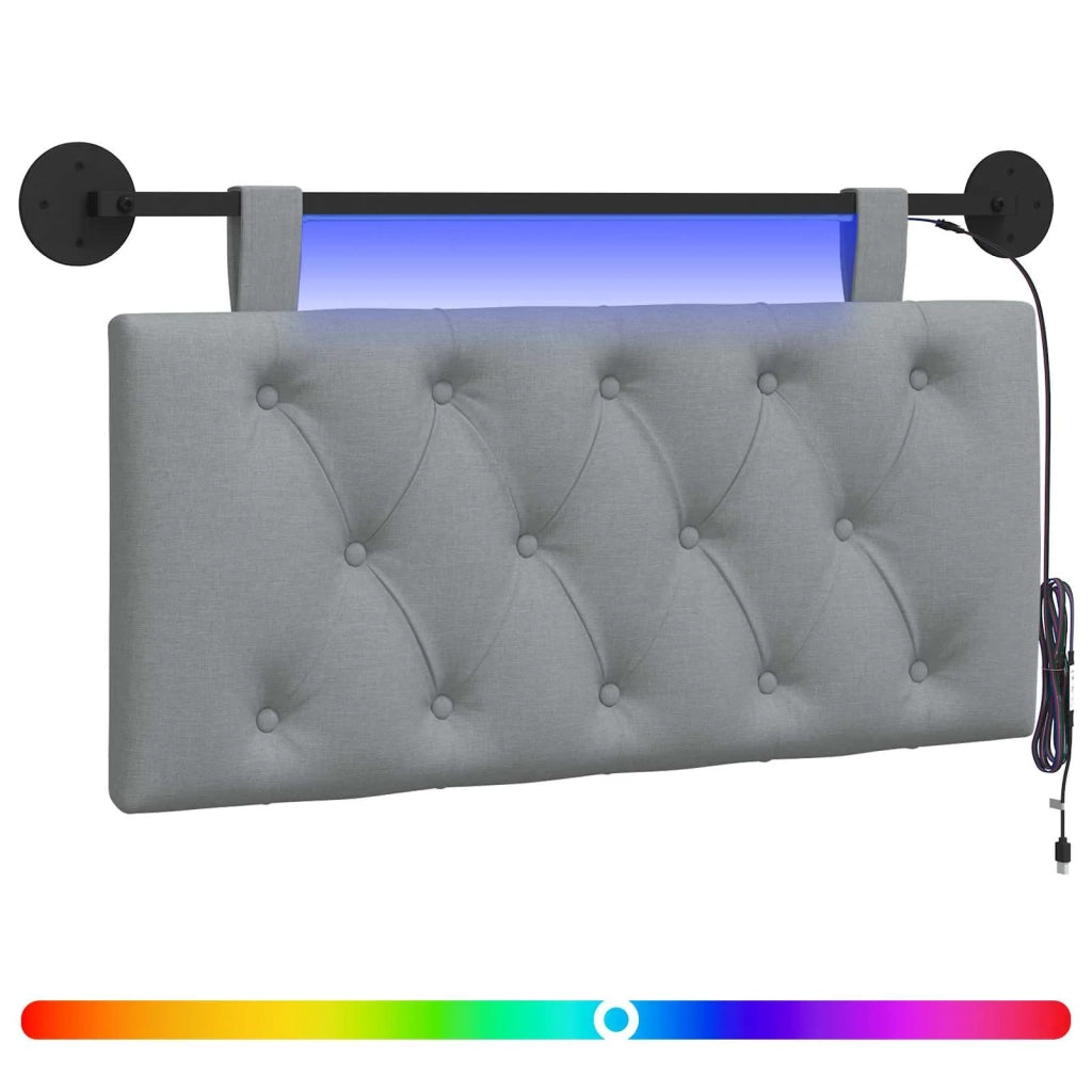 Testiera | Testata sospesa Con luce LED Grigio Chiaro Tessuto