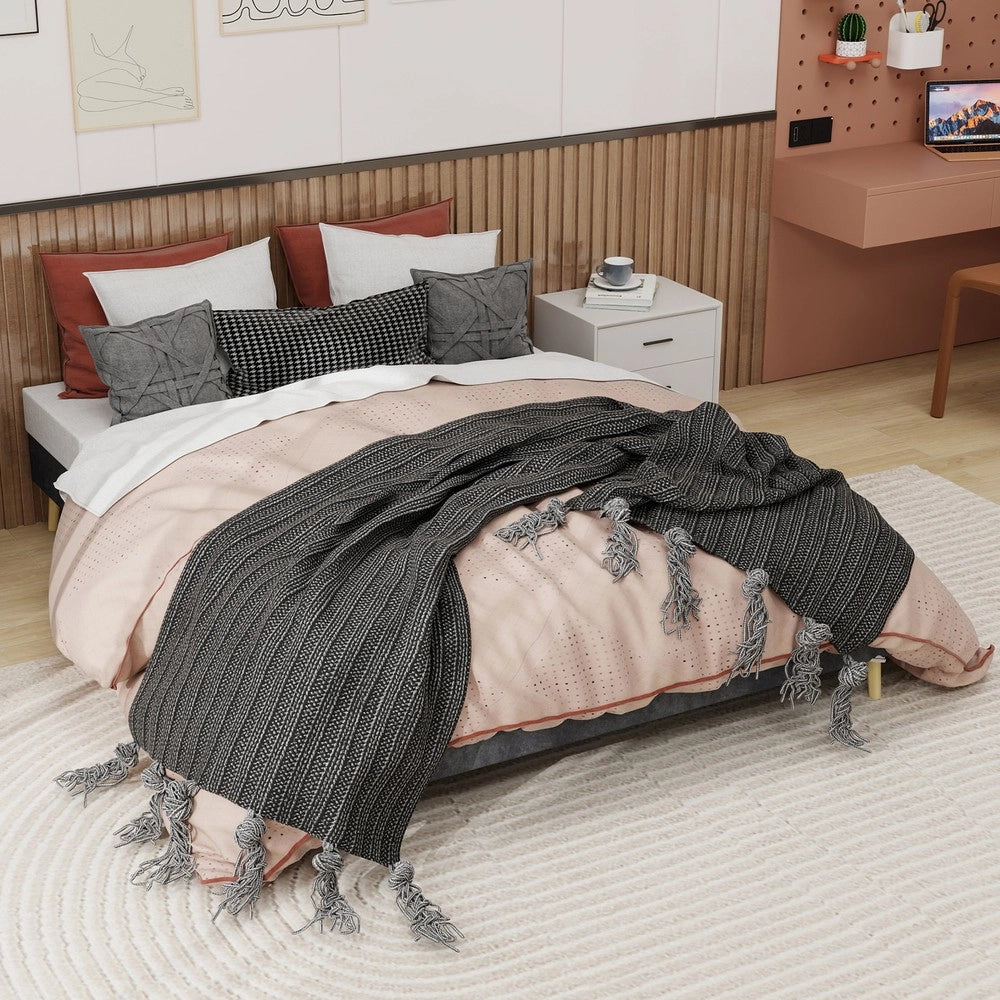 Letto Contenitore ¨C MINIMAL ¨C Grigio, Velluto, 160x200