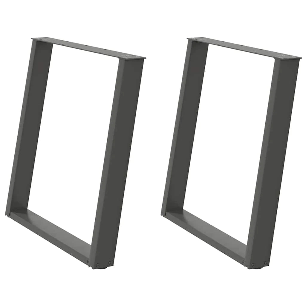 Set di 2 gambe per tavolo da pranzo a forma di U 70 x 72-73 cm con piedini regolabili design moderno in acciaio antracite 02_0057074