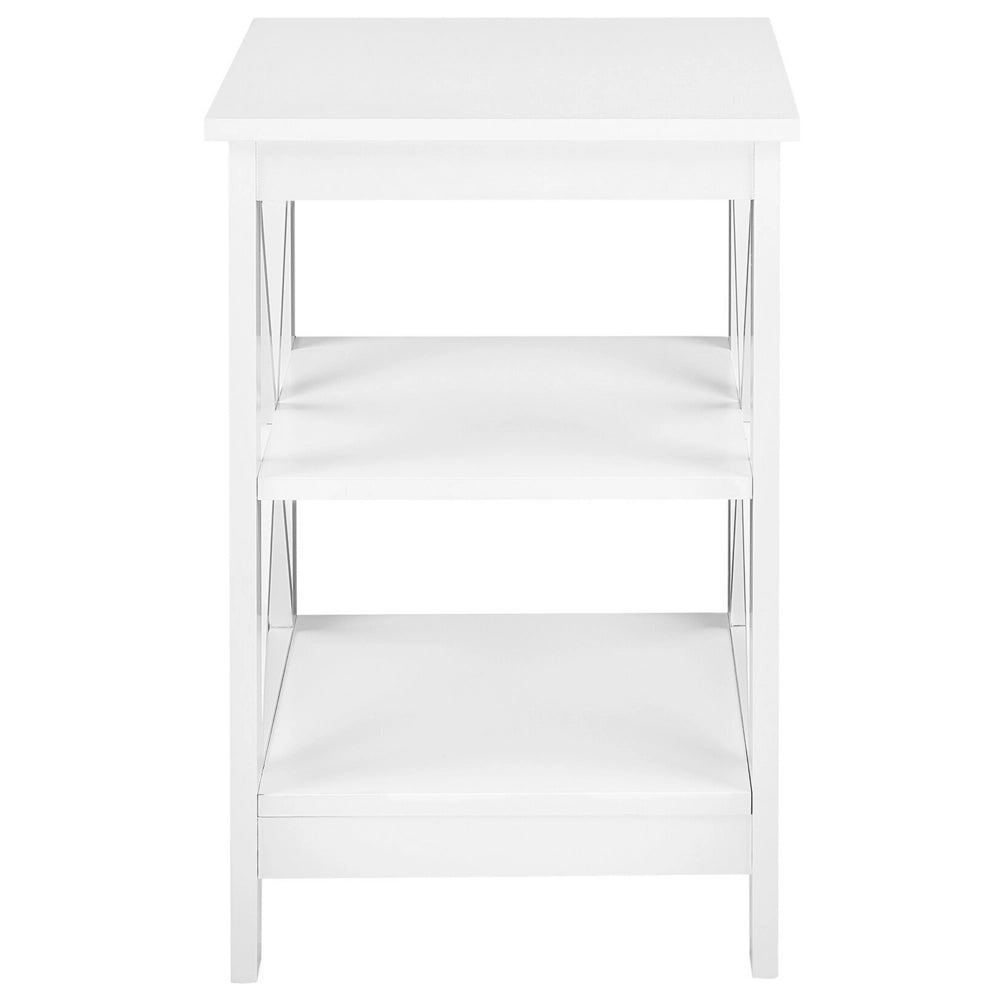 Tavolino bianco 2 ripiani comodino minimalista stile scandinavo