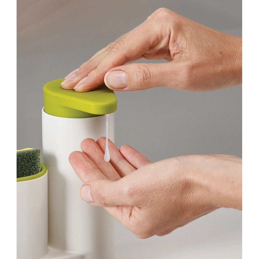 Trade Shop - Set 2 Pz Organizer Per Lavello Dispenser Di Sapone Liquido + Contenitore Spugne -