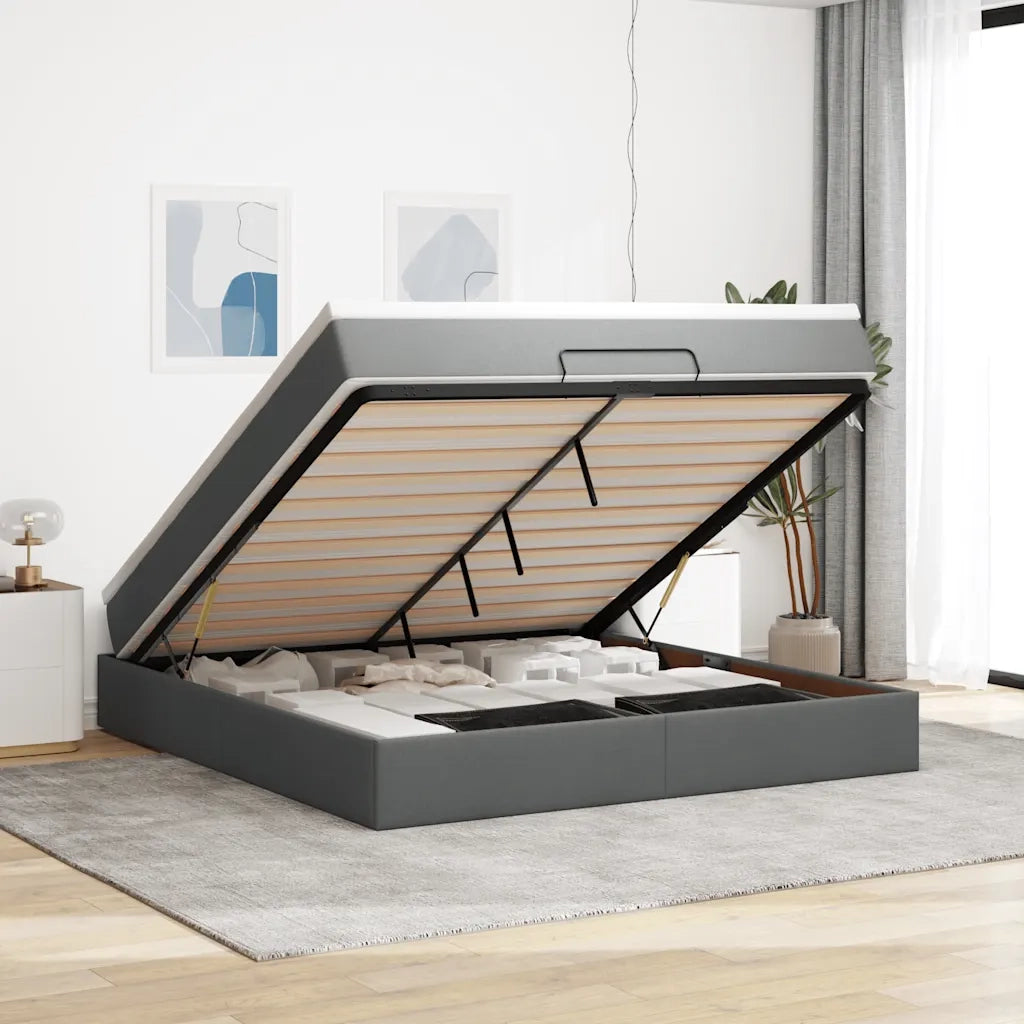 Struttura Letto Pouf con Materasso 180x200 cm in Tessuto