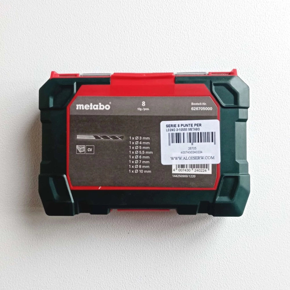 Metabo set 8 punte per legno a 2 taglienti attacco normale