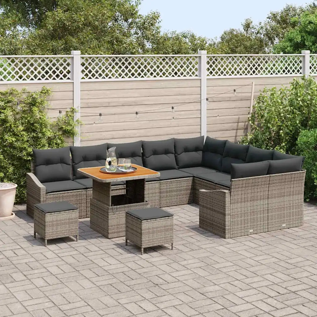 Set Divano da Giardino con cuscino 12 pcs Grigio polyrattan 3362693
