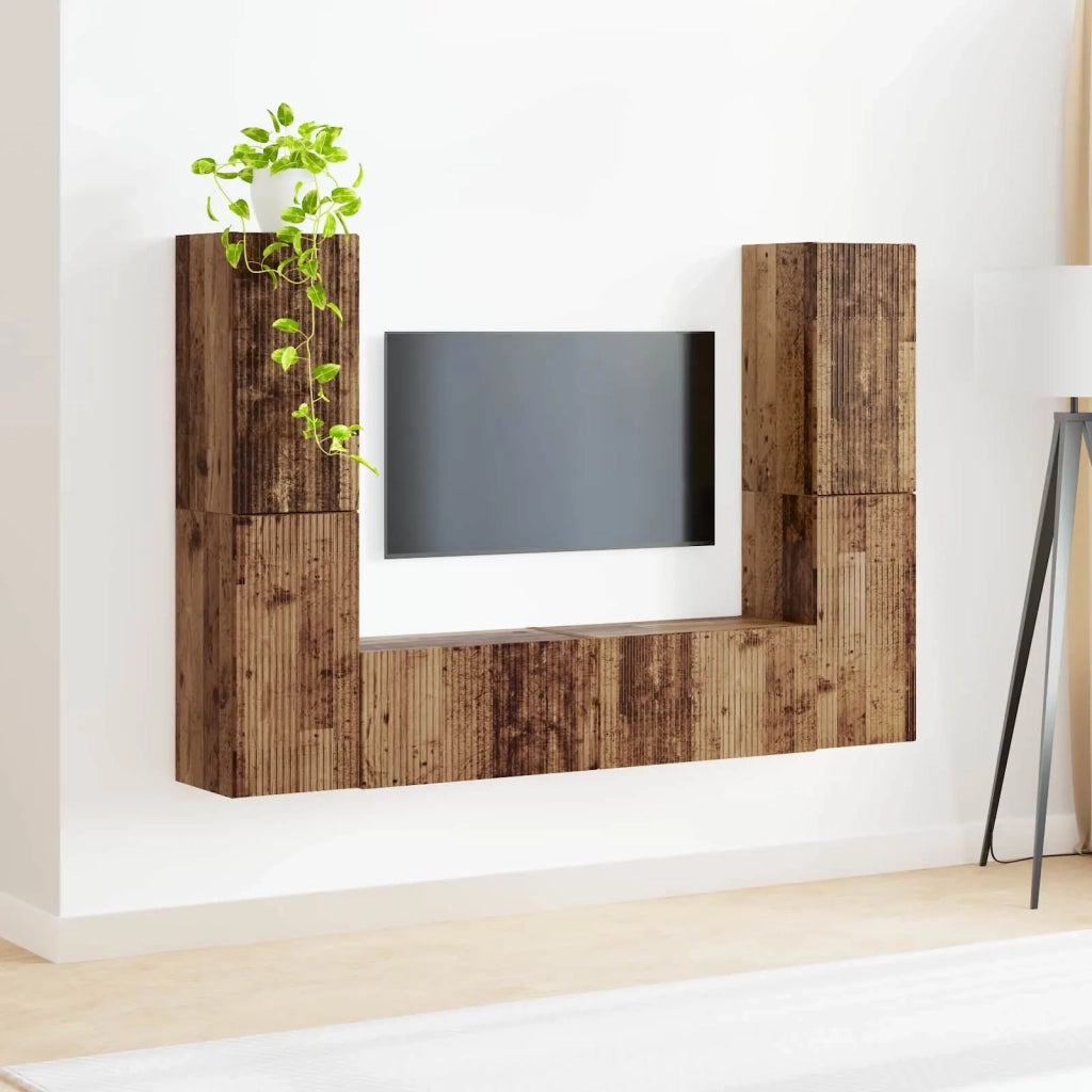 Set mobile TV 6 pcs Legno vecchio Legno multistrato 3409112